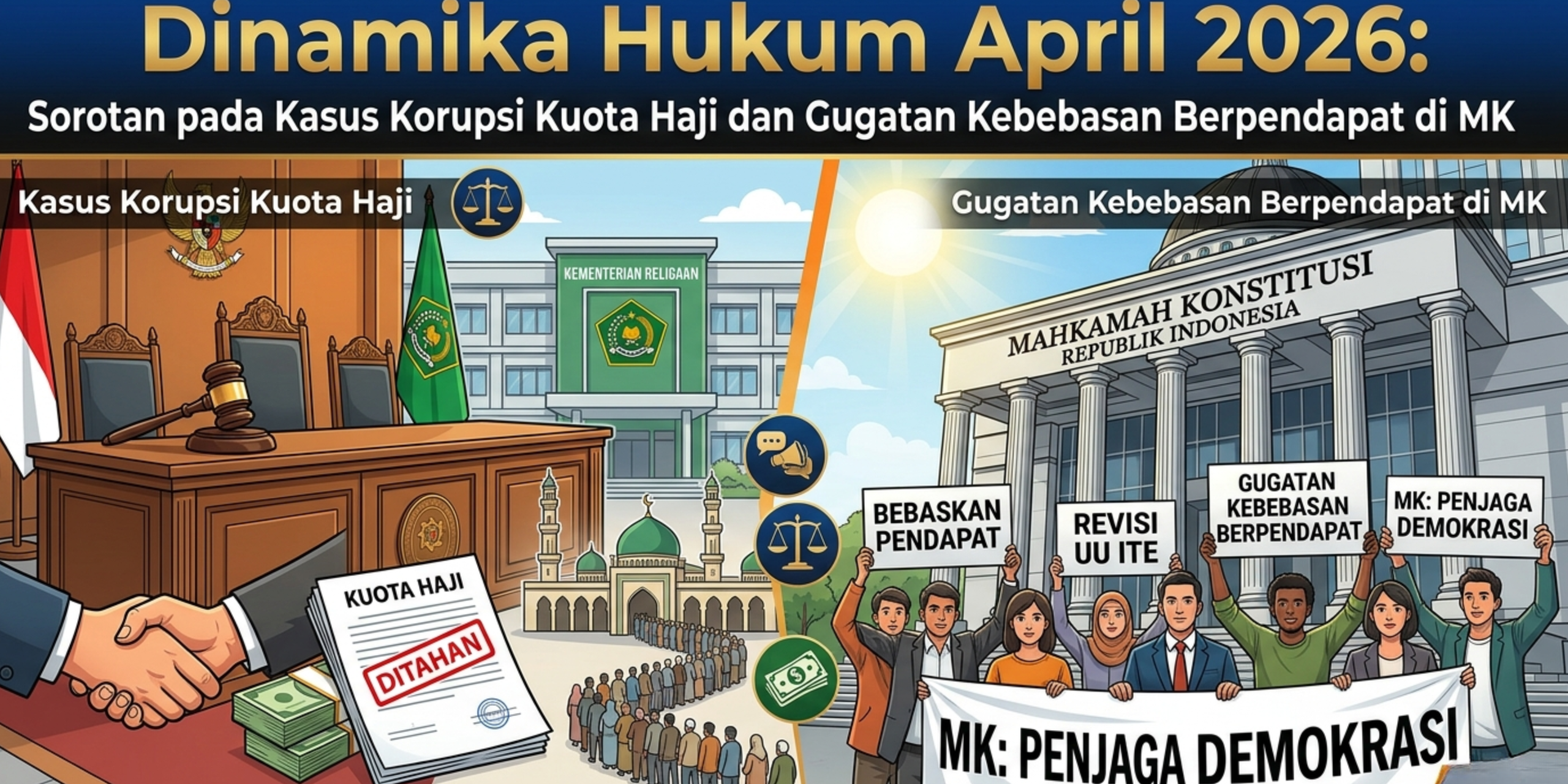 Dinamika Hukum April 2026: Sorotan pada Kasus Korupsi Kuota Haji dan Gugatan Kebebasan Berpendapat di MK